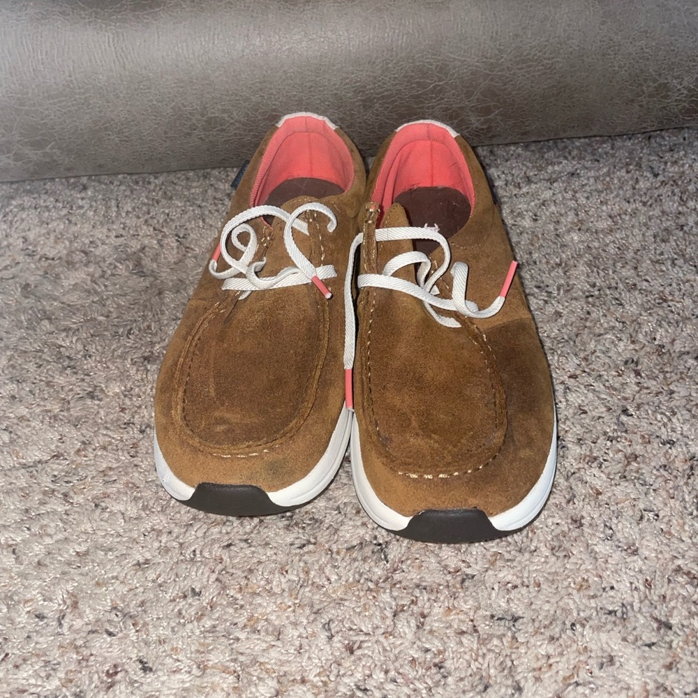 ARIAT DRYSHIELD Women's Slip-On Buckeye Loafers Suede Weathered Honey US 8.5B - Picture 2 of 5